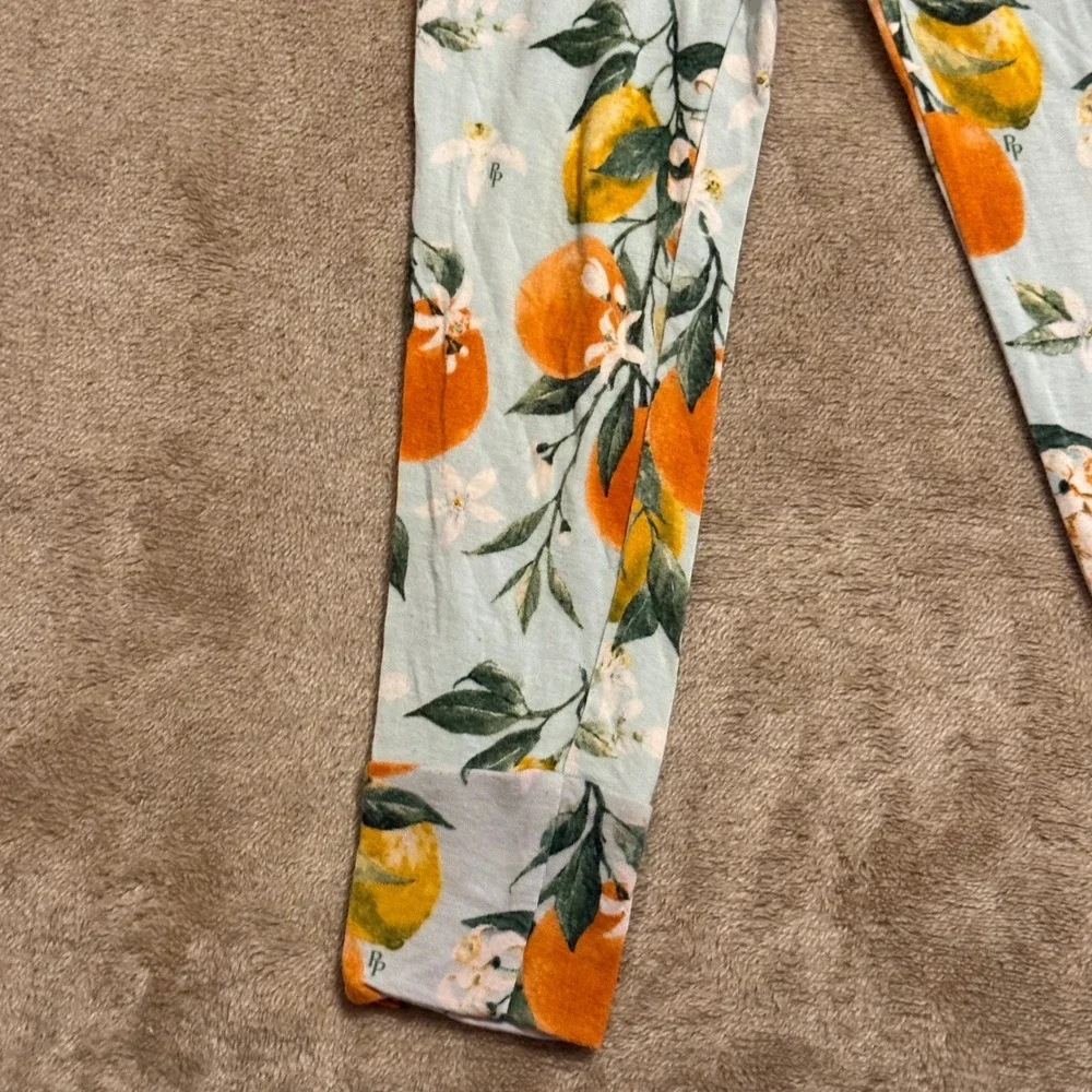 Posh Peanut Clementine Bamboo Viscose Pajama Set Kids 4T Blue Orange Lemon 2pc